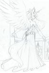 anthro anthrofied balcony black_and_white building canterlot clothing crown dress elbow_gloves equine female friendship_is_magic gloves horn horse jewelry longinius looking_at_viewer looking_back mammal monochrome my_little_pony necklace night outside pony princess_luna_(mlp) sky sparkles standing winged_unicorn wings 