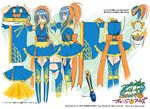  blue_hair closed_eyes colored_eyelashes detached_sleeves hair_bobbles hair_ornament hairband kamen_rider kamen_rider_gaim kamen_rider_gaim_(series) long_hair multicolored_hair orange_eyes orange_hair outstretched_arms ponytail rider-tan shisaki_tayu skirt smile solo wide_sleeves 
