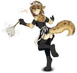  blue_eyes brown_hair butt dusting edit female fur grey_fur hair hindpaw kathrin_(twokinds) keidran maid maid_uniform open_mouth paws plain_background solo spots standing tom_fischbach twokinds 