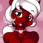  anthro chilly_pepper demon dragon equine eyeshadow female friendship_is_magic front_view fur hair horse hybrid invalid_background kloudmutt lipstick looking looking_at_viewer makeup mammal my_little_pony necklace pony red_eyes red_fur solo succubus white_hair 