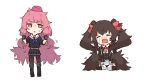  2girls anthropomorphism boots brown_hair chibi crying ganesagi girls_frontline gloves hat long_hair ntw-20_(girls_frontline) pantyhose pink_eyes pink_hair qbz-97_(girls_frontline) seifuku sketch skirt tears thighhighs tie twintails waifu2x white 