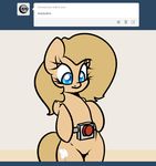  backy blue_eyes button cutie_mark equine female friendship_is_magic fur horse looking_down mammal my_little_pony pony simple_background slavedemorto tan_fur tan_hair text tumblr 