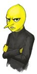  adventure_time alpha_channel anthro clothing crossed_arms gohtmnt green_eyes hi_res lemongrab looking_at_viewer not_furry plain_background portrait solo teeth transparent_background yellow_body 