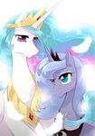  blue_fur blue_hair crown equine female feral friendship_is_magic fur hair horn horse mammal my_little_pony pony princess_celestia_(mlp) princess_luna_(mlp) royalty tiara winged_unicorn wings yuki-zakuro 