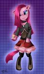  anthro anthrofied blackcathome blue_eyes clothing cupcake equine eyeshadow female food friendship_is_magic fur hair holding horse long_hair makeup mammal my_little_pony piercing pink_fur pink_hair pinkamena_(mlp) pinkie_pie_(mlp) pony skirt solo 