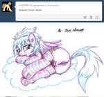  anus bite blue_hair butt cloud cloud_chaser_(mlp) cutie_mark equine female feral friendship_is_magic hair horse jcoshooves lying mammal my_little_pony on_side pegasus pony pussy pussy_juice socks solo wings 