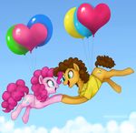  &lt;3 balloon blue_eyes brown_hair cheese_sandwich_(mlp) clothing cutie_mark duo equine female feral floating flying friendship_is_magic green_eyes hair horse male mammal mn27 my_little_pony pink_hair pinkie_pie_(mlp) pony shirt sky 