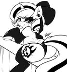  bedroom_eyes butt cutie_mark ear_piercing equine female freckles horn horse legwear lilith_(zajice) looking_at_viewer mammal monochrome my_little_pony original_character panties piercing pony solo stockings succubus tongue tongue_out underwear unicorn velvet zajice 