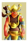  amber_eyes anthro armor biceps big_muscles buddyfight claws dragon drum_(buddyfight) fangs hair helmet horn luxiayfull male muscles plain_background red_dragon solo standing white_background 