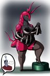  antennae anthro anthrofied big_breasts blush breasts chubby corset crovirus dominatrix elbow_gloves female furry-specific_piercing gloves heracross high_heels leather legwear lingerie nintendo panties piercing pok&#233;mon pok&eacute;mon scolipede stockings sweat thick_thighs underwear video_games whip wide_hips 