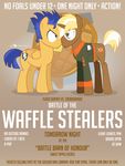  blonde_hair blue_eyes blue_hair bottomless brown_fur clothing cutie_mark dm29 duo equestria_girls equine eyewear flash_sentry_(eg) friendship_is_magic fur glasses hair horn horse male mammal my_little_pony orange_fur pegasus pony poster purple_eyes shirt trenderhoof_(mlp) unicorn wings 