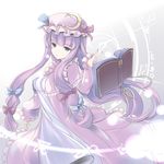  bad_id bad_pixiv_id blue_eyes book bow crescent expressionless faefaea fingernails floating hair_bow hat hat_bow hat_ornament long_hair magic_circle nightgown patchouli_knowledge pentagram purple_hair sidelocks solo touhou very_long_hair 