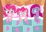  bat bat_pony bed blue_eyes equine female feral friendship_is_magic fur grin group hair horse invalid_color magister39 mammal my_little_pony pink_hair pinkamena_(mlp) pinkie_pie_(mlp) pony red_eyes shocked 