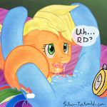  abstract_background applejack_(mlp) bed blonde_hair blue_fur clitoris cum cum_on_face cum_on_pussy cum_on_self cum_on_tongue cunnilingus dialog earth_pony equine female feral friendship_is_magic fur green_eyes hair horse lesbian lying mammal my_little_pony open_mouth oral oral_sex orange_fur pegasus plump_labia pony pussy rainbow_dash_(mlp) sex silver-tip silver-tip_(artist) stopwatch text timer tongue vaginal wings worry 