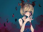  bad_id bad_pixiv_id blonde_hair blue_eyes crying crystal hands_together horns looking_at_viewer nail_polish short_hair solo star tears tsuyuko_miharu usotsuki yume_nisshi 