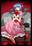  bat_wings blue_hair book couch faceless full_body getiao holding holding_book mary_janes oni_musume_(yume_2kki) phone shoes short_hair sitting smile solo twintails wings yume_2kki 
