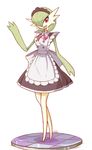  apron blush female gardevoir looking_at_viewer maid maid_uniform nintendo pok&#233;mon pok&eacute;mon red_eyes solo video_games waving yuki-menoko yuki_menoko 