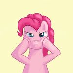  2014 barefoot blue_eyes equine erection eyelashes female feral friendship_is_magic frown fur hair hooves horse humor long_hair mammal my_little_pony nude penis pinkie_pie_(mlp) plain_background pony ponyway raised_leg shadow shiny solo squint standing what yellow_background 