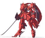  gundam_build_fighters high_heels katana mecha miss_sazabi mortar_headd nenchi no_humans shield simple_background solo sword weapon white_background 