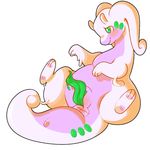  blush chubby dragon erection feral goo goodra green_eyes green_penis lamm lying male nintendo penis plain_background pok&#233;mon pok&eacute;mon puffy_anus slimy slug solo thick_thighs video_games white_background wide_hips 