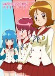  aino_megumi blazer blue_eyes blue_hair breast_envy brown_eyes brown_hair copyright_name happinesscharge_precure! hikari_(mitsu_honey) jacket long_hair multiple_girls oomori_yuuko pikarigaoka_middle_school_uniform pink_eyes pink_hair ponytail precure red_sailor_collar red_skirt sailor_collar school_uniform shirayuki_hime short_hair sidelocks skirt smile v_arms 