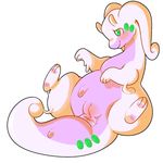  blush chubby dragon female feral goo goodra green_eyes lamm lying nintendo plain_background pok&#233;mon pok&eacute;mon puffy_anus pussy slimy slug solo thick_thighs video_games white_background wide_hips 