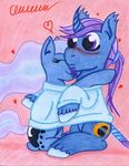  blue_fur blue_hair blush cardstock cutie_mark do_not_steal equine eyes_closed facial_hair female feral friendship_is_magic fur hair horn horse male mammal my_little_pony original_character original_the_character princess_luna_(mlp) purple_hair smile the1king unicorn winged_unicorn wings 
