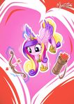  &lt;3 arrow bow bow_(weapon) bow_and_arrow crown equine female feral friendship_is_magic glowing gold hair horn horse levitation magic mammal multi-colored_hair my_little_pony mysticalpha pony princess_cadance_(mlp) purple_eyes ranged_weapon solo weapon winged_unicorn wings 