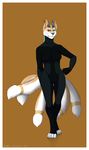  canine clothing detts dog elowen female horn mammal multiple_tails simple_background solo 