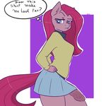  anthro anthrofied arnachy blue_eyes clothing dialog dickgirl english_text equine friendship_is_magic fur hair half-closed_eyes horse intersex mammal my_little_pony penis pink_fur pink_hair pinkamena_(mlp) pinkie_pie_(mlp) pony skirt solo straight_hair text thought_bubble vein 