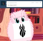  crossover dead_space english_text equine female fluffle_puff fluffy friendship_is_magic fur hair horse mammal mixermike622 mouth_hold my_little_pony pink_fur pink_hair pony solo text tumblr 
