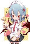  bandaid bare_shoulders bat_wings blue_hair blush commentary_request maid_headdress necktie noya_makoto pointy_ears red_eyes remilia_scarlet short_hair skirt solo thighhighs touhou valentine wings wrist_cuffs 
