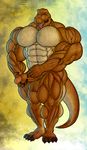  abs anthro balls biceps big_muscles big_penis brown_skin claws dinosaur erection fangs grey_skin holding_penis huge_muscles humanoid_penis looking_at_viewer male masturbation muscles nipples nude open_mouth pecs penis pose presenting reptile ripped ripped-saurian scales scalie sheath slit smile solo standing teeth theropod thick_penis toe_claws toned tongue tongue_out tyrannosaurus_rex vein 