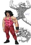  1boy 1girl afro black_hair diepod final_fight highres hug hugo_andore muscle pink poison_(final_fight) skin_tight street_fighter veins 