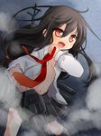  black_hair flat_chest hatsushimo_(kantai_collection) kantai_collection long_hair nagasioo red_eyes solo torn_clothes 