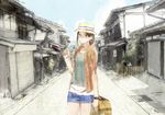  braid brown_eyes brown_hair food hat original pavement popsicle real_world_location road scenery stone_lantern street toi8 