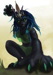  black_fur blue_hair claws clothed clothing feline female focus_blur fur green_eyes hair hair_ornament katie_hampson loincloth magic_user mammal outside panther perspective shaman solo teeth tribal tribal_spellcaster warrior whiskers 