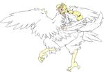  big_butt blonde_hair butt edit feathers female hair harpy hindpaw looking_back nezumi paws solo tko-san 