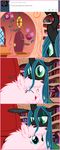  blue_eyes changeling comic duo english_text equine eyes_closed fangs female fluffle_puff fluffy friendship_is_magic fur green_eyes green_hair hair horn horse mammal mixermike622 my_little_pony pink_fur pink_hair pony queen_chrysalis_(mlp) royalty text tumblr 