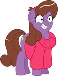  bottomless braces brown_hair clothing cutie_mark equine female friendship_is_magic fur gravity_falls hair hi_res horse jeatz-axl mabel_pines mammal my_little_pony ponification pony purple_fur smile solo sweater vector 