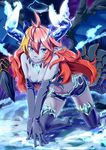  all_fours bare_shoulders blonde_hair blue_eyes blue_skin blush_stickers breasts cleavage demon_girl elbow_gloves gloves hera-is_(p&amp;d) hera_(p&amp;d) horns ice long_hair medium_breasts midriff multicolored_hair navel pointy_ears puzzle_&amp;_dragons red_hair shorts solo tenamaru wings 