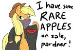  apple applejack_(mlp) blonde_hair capcom cowboy_hat equine female freckles friendship_is_magic fruit fur green_eyes hair hat horse mammal merchant my_little_pony orange_fur parody pony resident_evil resident_evil_4 solo video_games vulapa 