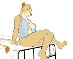  anthrofied areola bed bottomless breasts clothed clothing disney feline female fur lingerie lion looking_at_viewer mammal nala navel nipples open_shirt rheumatism shirt sitting skimpy solo tan_fur the_lion_king translucent transparent_clothing under_boob 