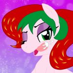  female fruity_milk fruitymilk green_eyes green_hair hair makeup my_little_pony original_character portrait red_hair solo tongue tongue_out 