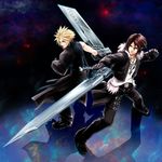  2boys blonde_hair blue_eyes brown_hair cloud_strife final_fantasy final_fantasy_vii final_fantasy_viii guernica multiple_boys squall_leonhart sword weapon 