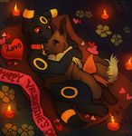  blush candle cuddling eevee eeveelution emma_the_eevee fire flower grass haychel holding holidays nintendo pok&#233;mon pok&eacute;mon qwazzy ribbons umbreon valentine&#039;s_day valentine's_day video_games 