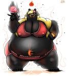  anthro bear belly_piercing big_belly big_breasts big_butt bra breasts butt dyed_hair female gun huge_breasts huge_butt mammal obese overweight panties piercing ranged_weapon riis underwear weapon 