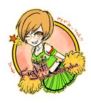  amane_shinobu brown_eyes brown_hair cheerleader glasses persona persona_4 satonaka_chie short_hair solo 