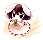  :3 animal_ears blush brown_hair bunny_ears carrot chibi eating inaba_tewi short_hair smile solo touhou v-shaped_eyebrows yume_shokunin 