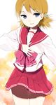  bad_id bad_pixiv_id blonde_hair blue_eyes bow hair_ornament hand_on_own_chest pleated_skirt sasamori_karin sasamori_tomoe school_uniform serafuku short_twintails skirt smile solo to_heart_2 twintails 